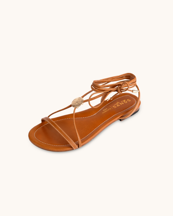 Dear Charlotte |Camel | Summer Leather flat sandals