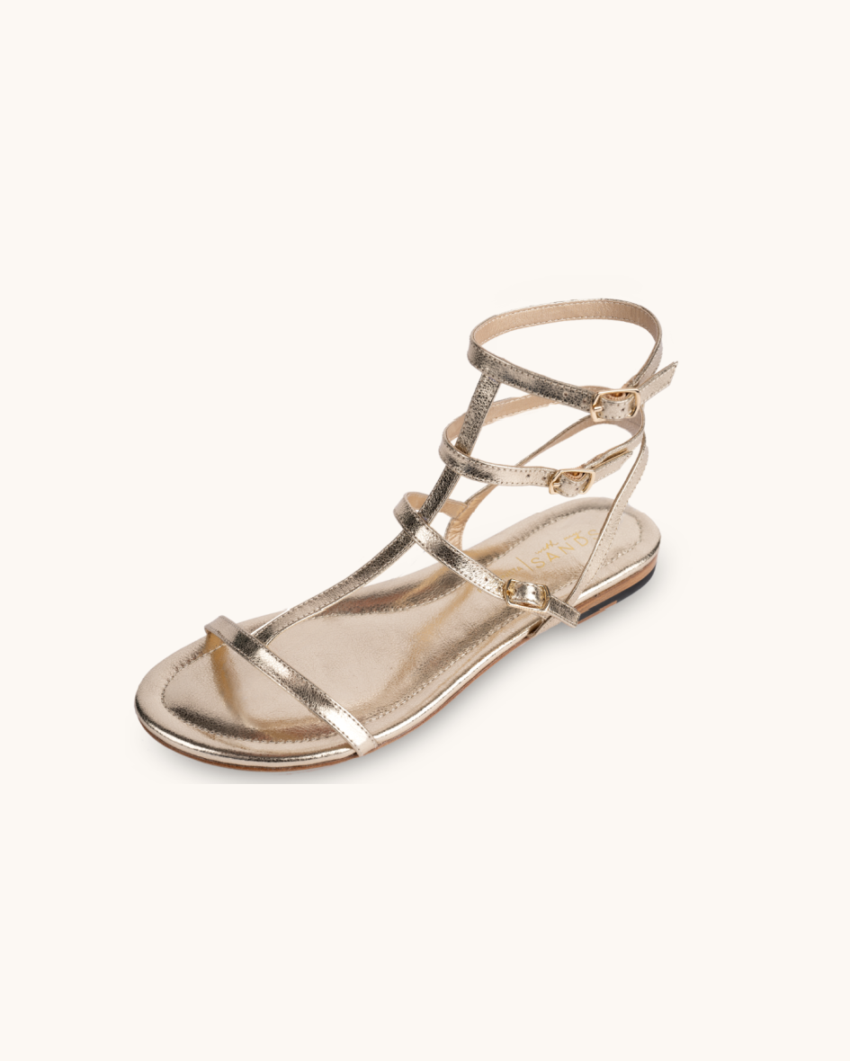 Fashionista | Gold |  Summer Leather straps sandals