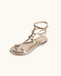 Fashionista | Gold |  Summer Leather strips sandals