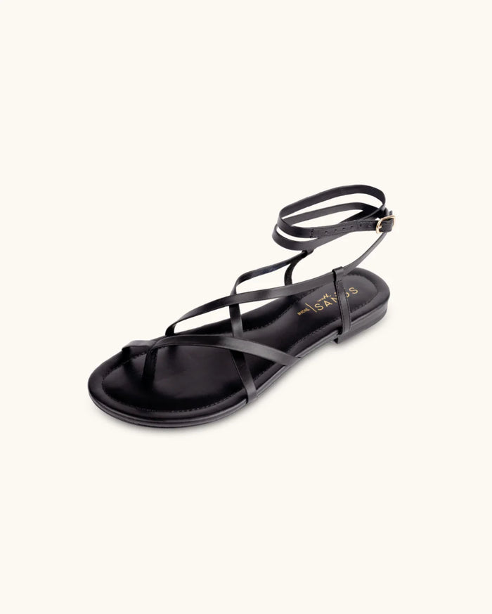 Indie | Black | Summer Leather strap sandals
