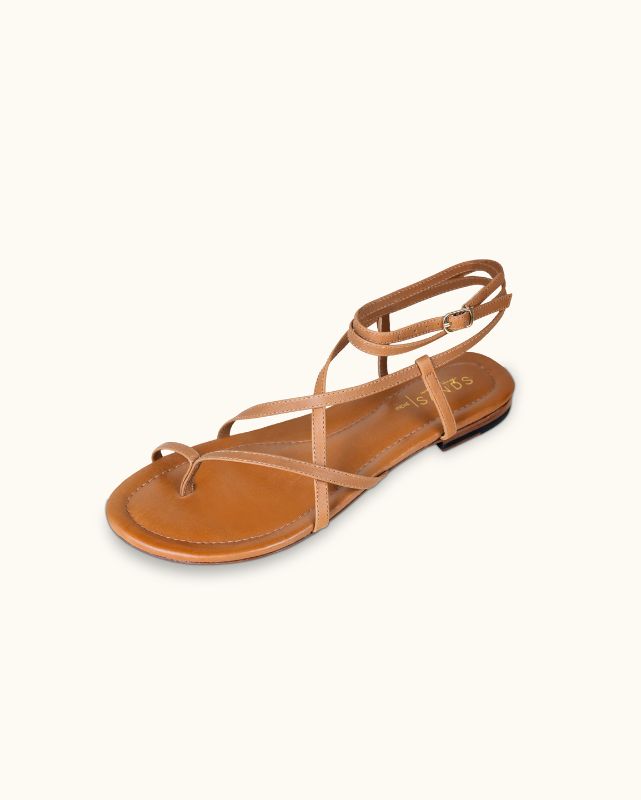 Indie | Camel | Summer Leather strap sandals