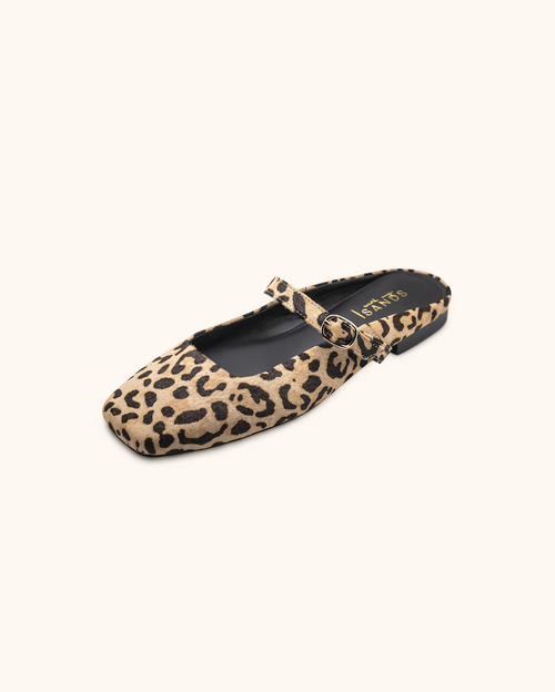 leopard print ballerina mule shoe