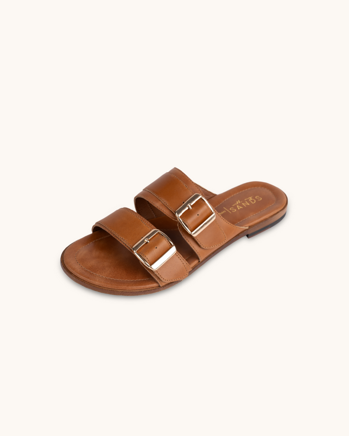 Urban | Camel | Women slide leather sandals